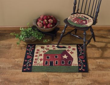 RED HOUSE HOOKED RUG 24X36