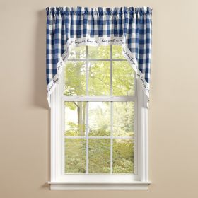 WICKLOW CHECK HOME LINED SWAGS 72X36 CHINA BLUE