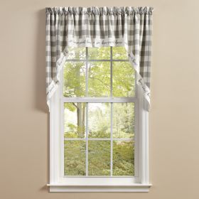 WICKLOW CHECK HOME LINED SWAGS 72X36 DOVE