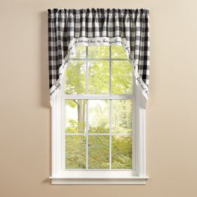 WICKLOW CHECK HOME LINED SWAGS 72X36 BLACK/CREAM